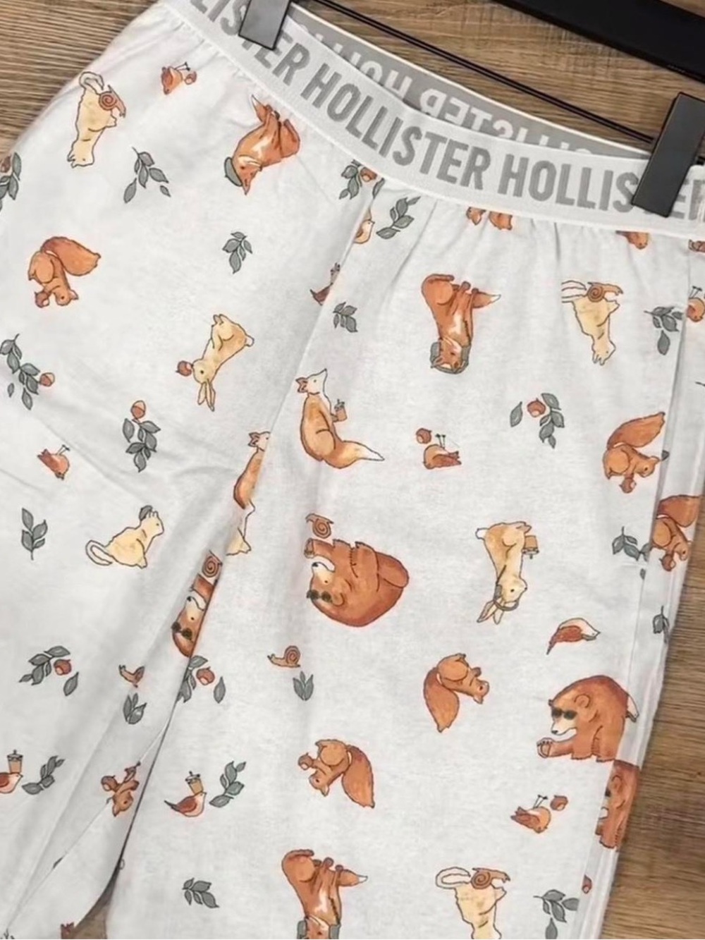 Hollister White Pajama Pants with Orange Animal Print